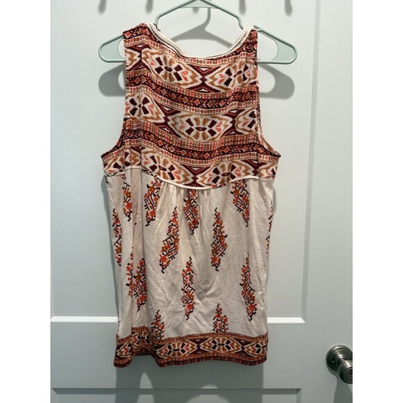 Akemi + Kin Raina Tank Top Extra Large Ivory Burgundy Anthropologie Braided Trim - Picture 7 of 7